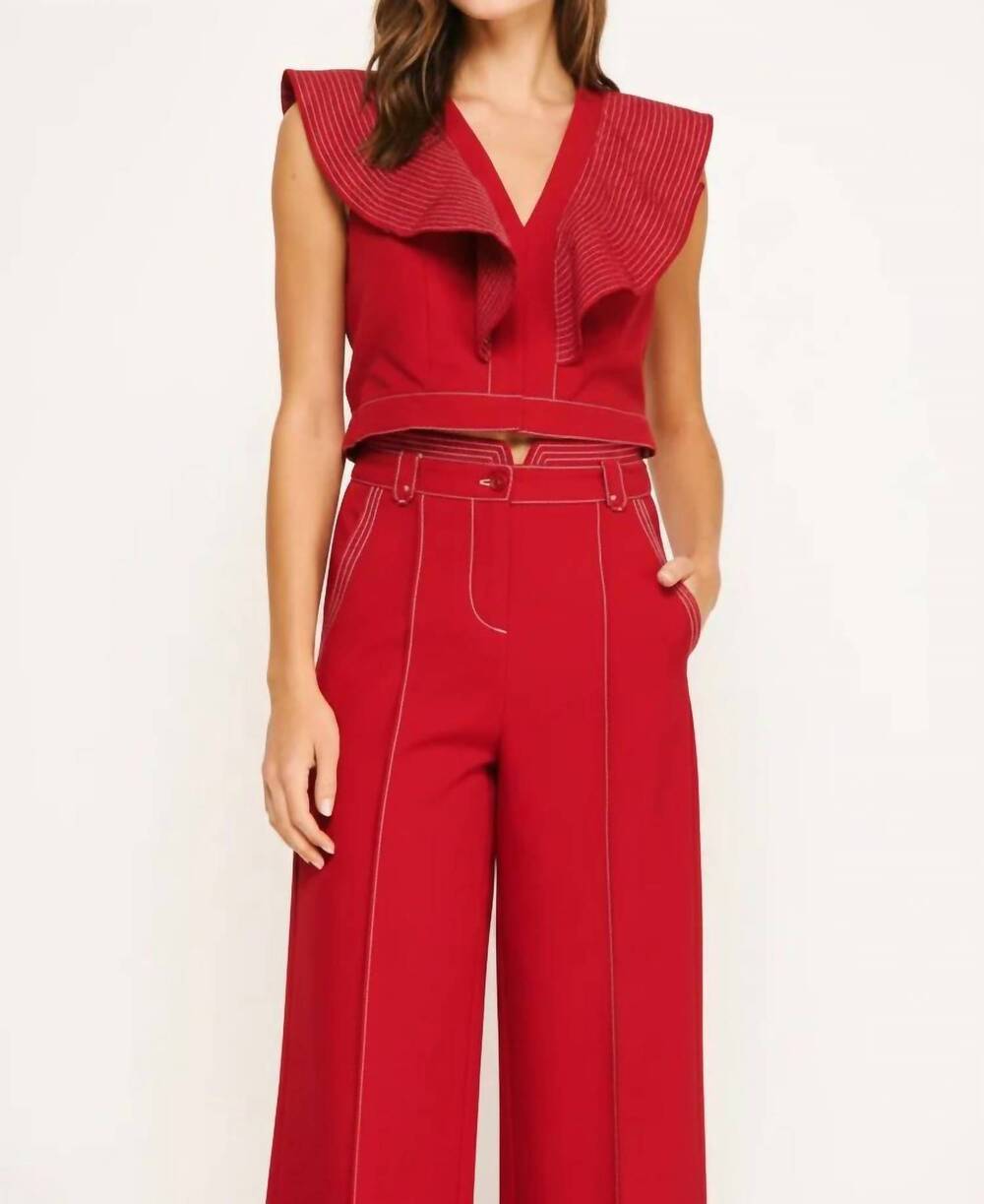 NEW STRUT & BOLT stitch ruffle v-neck top in red